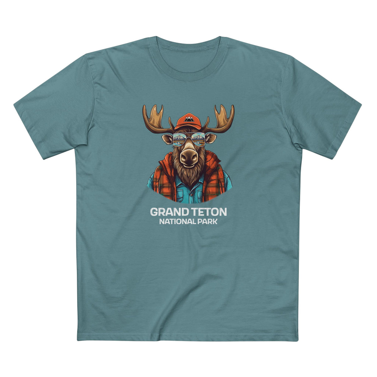 Grand Teton National Park T-Shirt - Cool Moose in Slate Blue