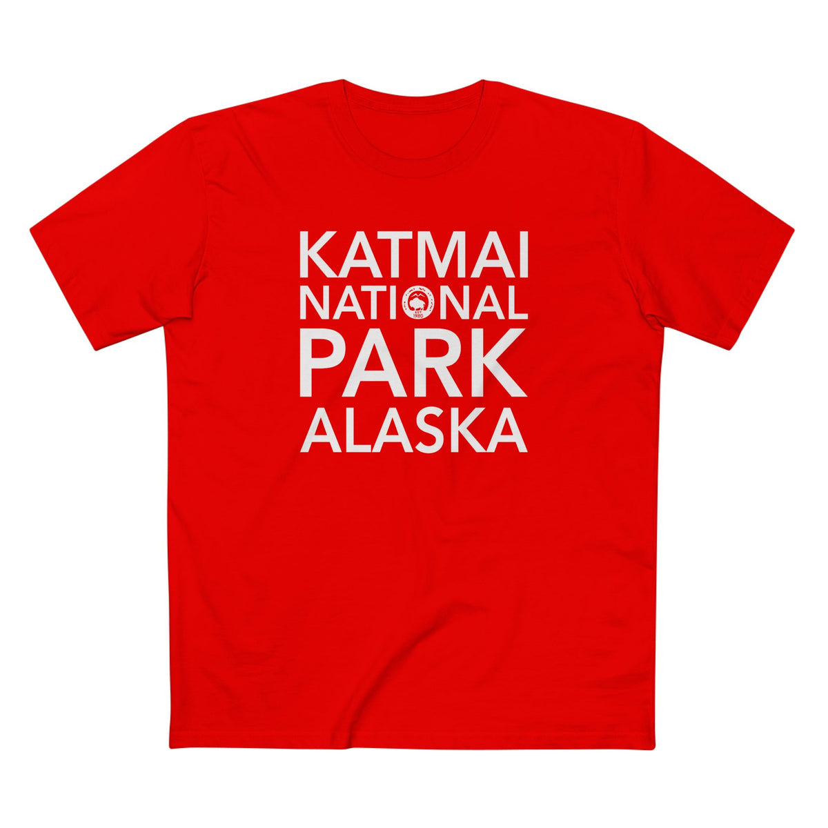 Katmai National Park T-Shirt Block Text in Red