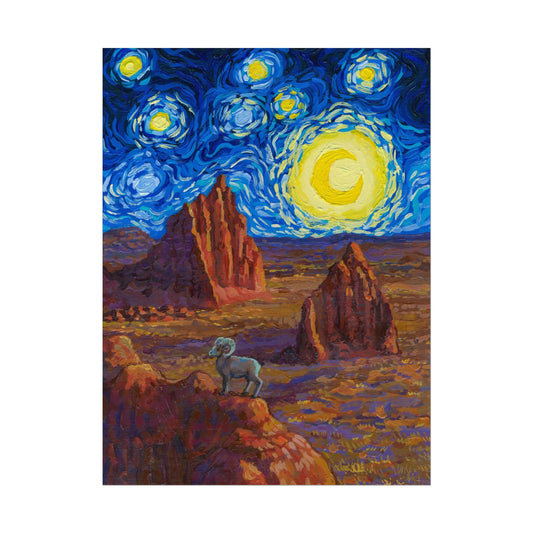 Capitol Reef National Park Starry Night Poster - Premium Textured Paper