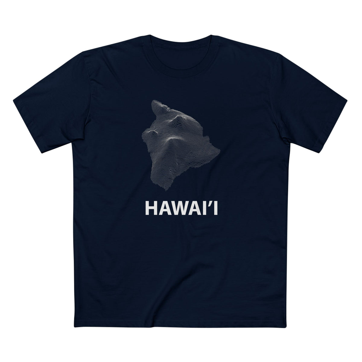 Hawai'i T-Shirt Topographical Lines in Navy