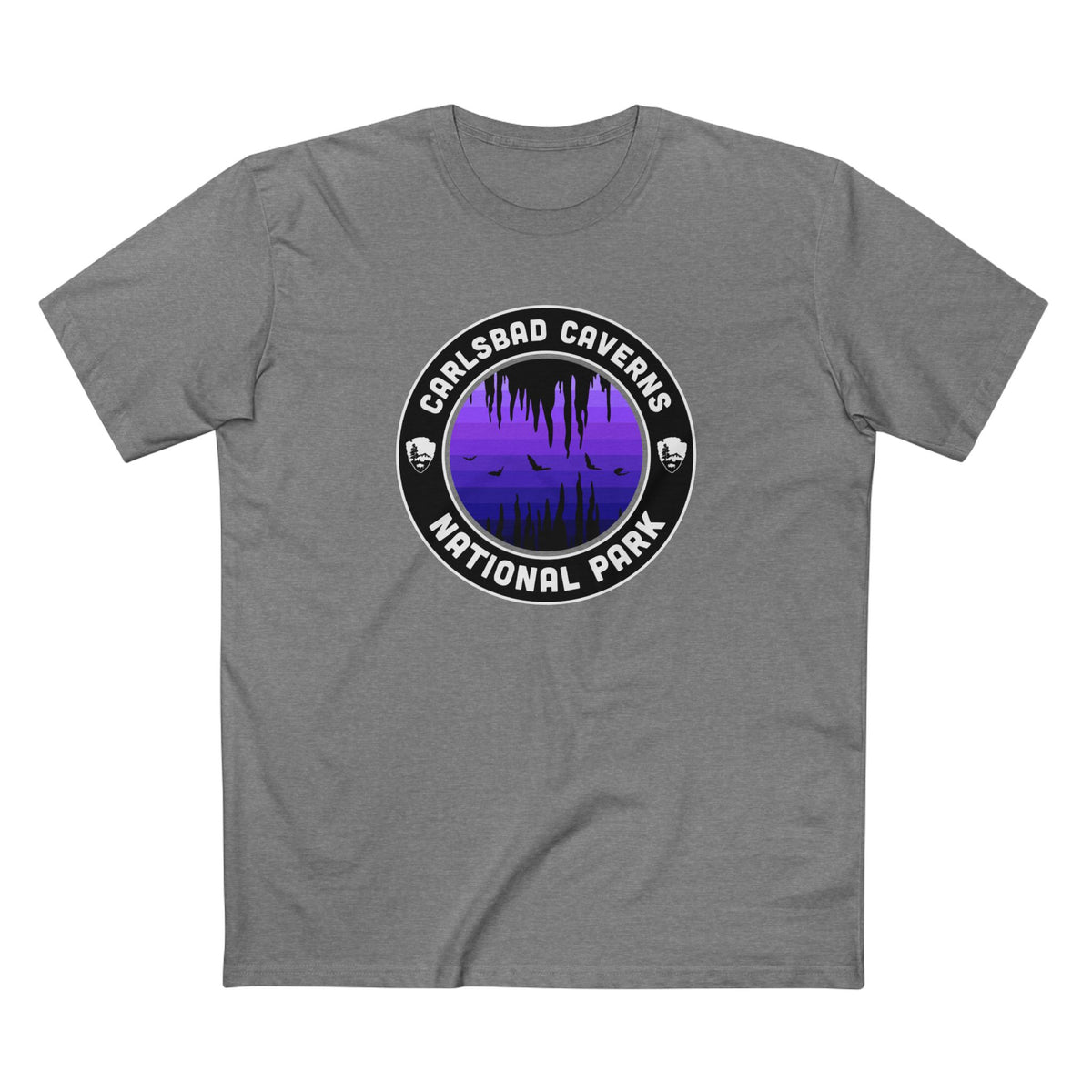 Carlsbad Caverns National Park - Round Badge Design Purple in Athletic Heather