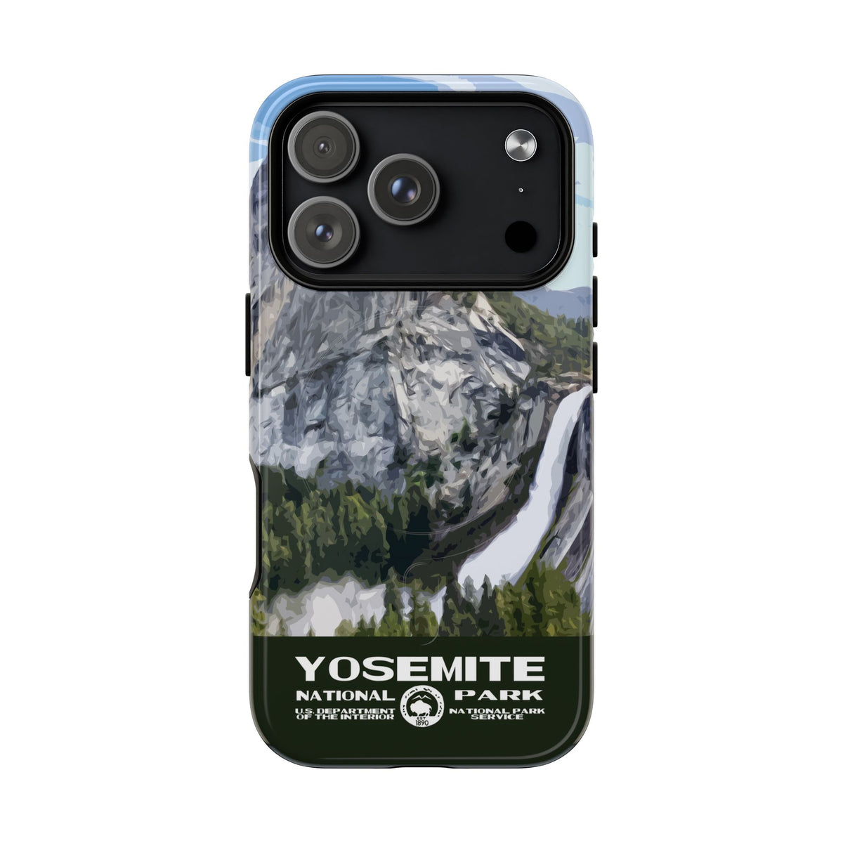Yosemite National Park iPhone case with MagSafe featuring Nevada Fall artwork.