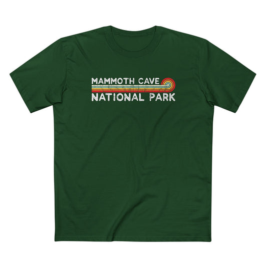 Mammoth Cave National Park T-Shirt - Vintage Stretched Sunrise in Forest Green