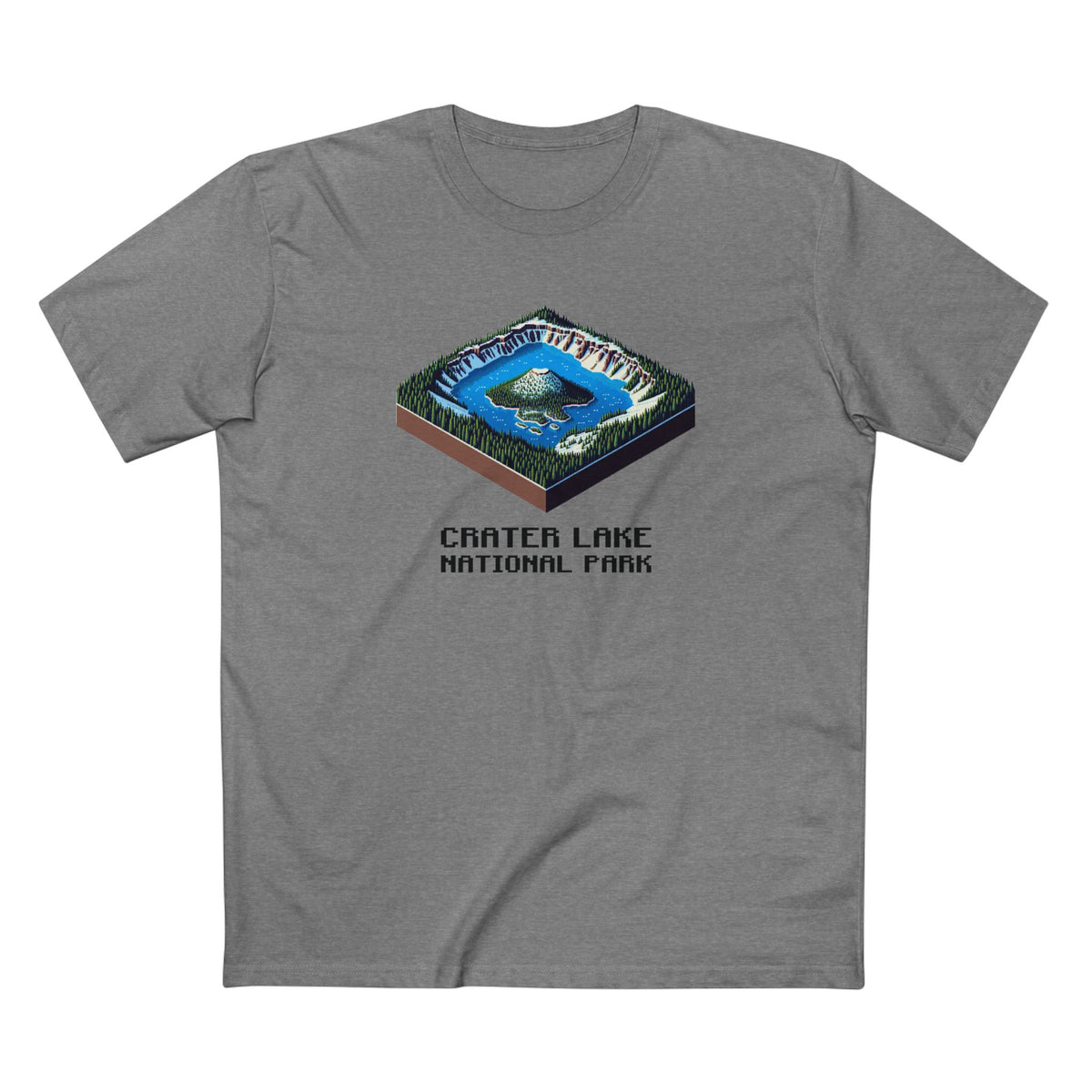 Crater Lake National Park T-Shirt - Isometric Design in Athletic Heather
