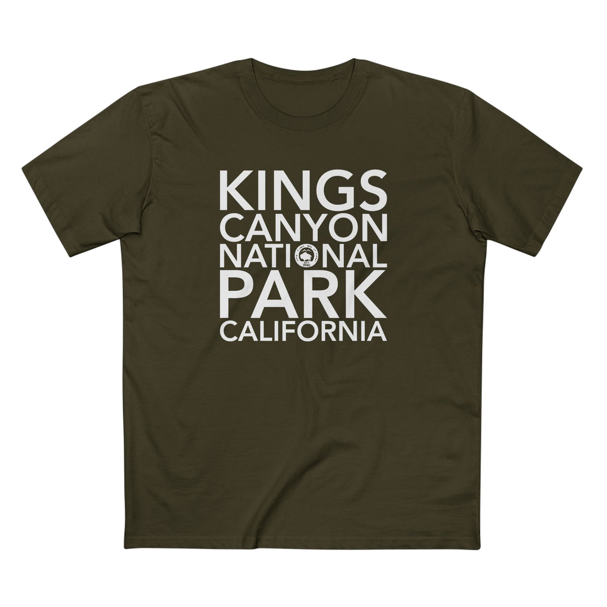 Kings Canyon National Park T-Shirt Block Text in Army
