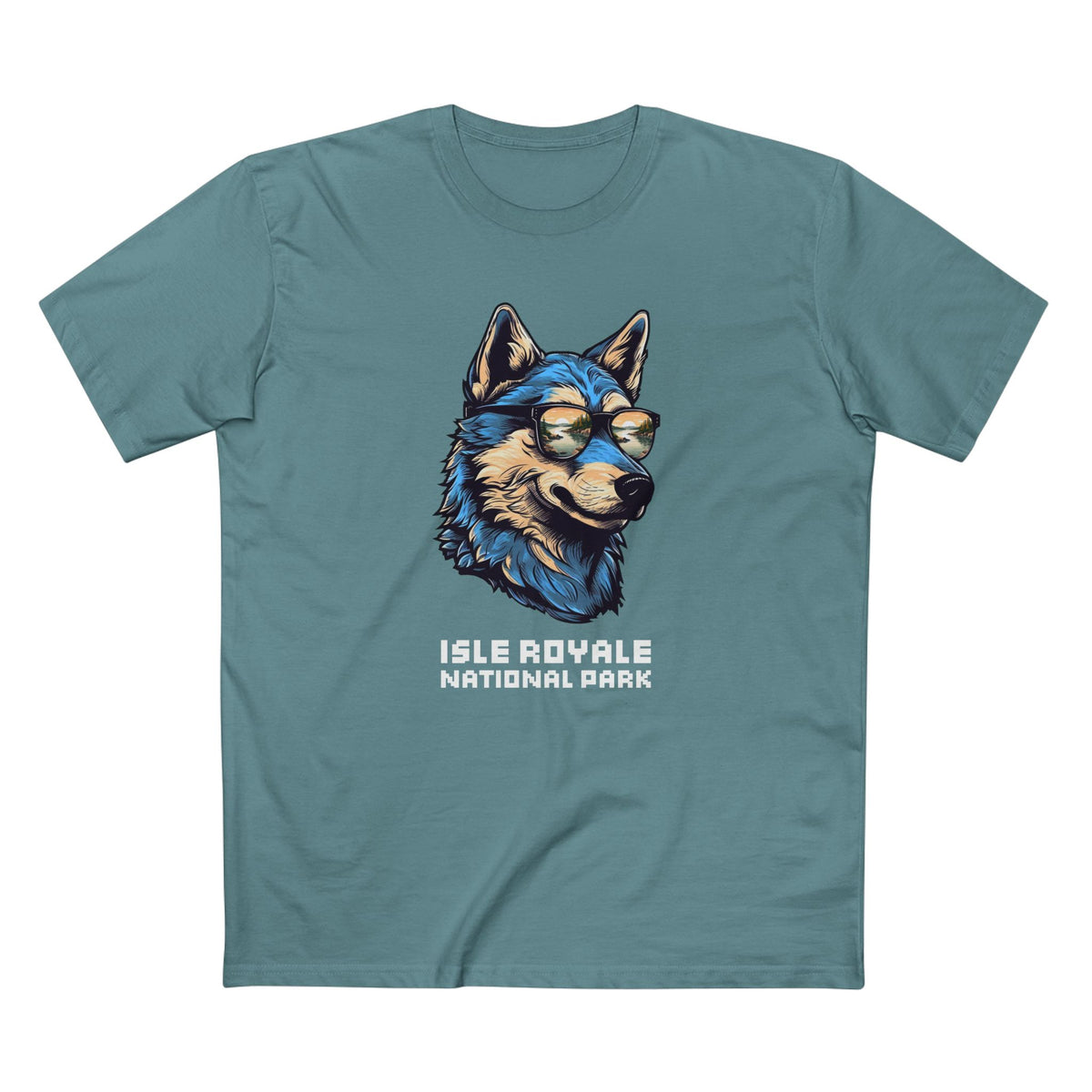 Isle Royale National Park T-Shirt - Smooth Wolf in Slate Blue