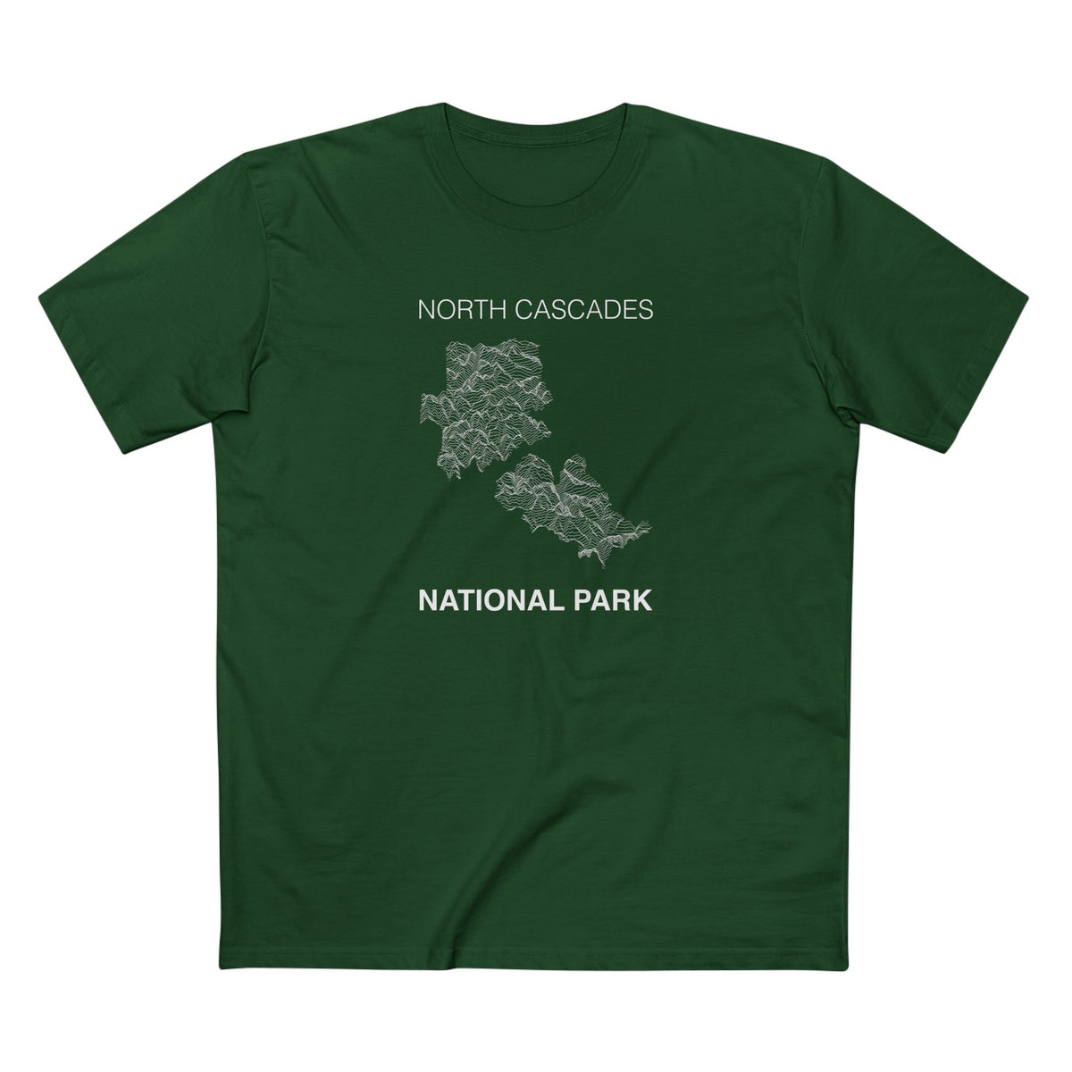 North Cascades National Park T-Shirt Lines in Forest Green
