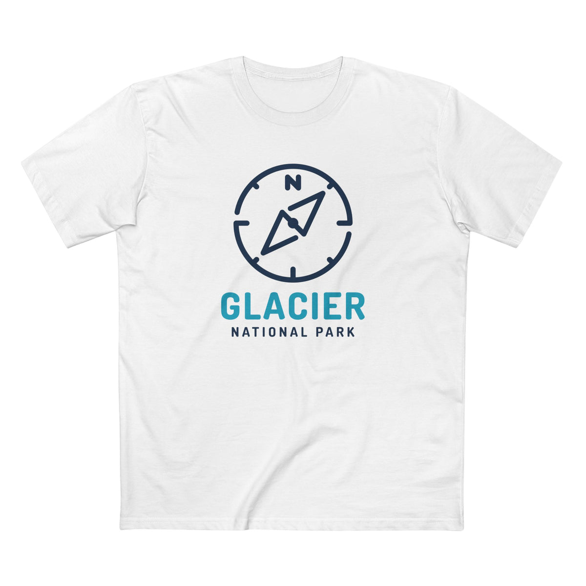 Glacier National Park T-Shirt Compass Design in White
