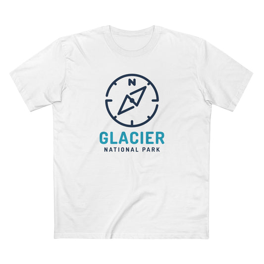 Glacier National Park T-Shirt Compass Design in White