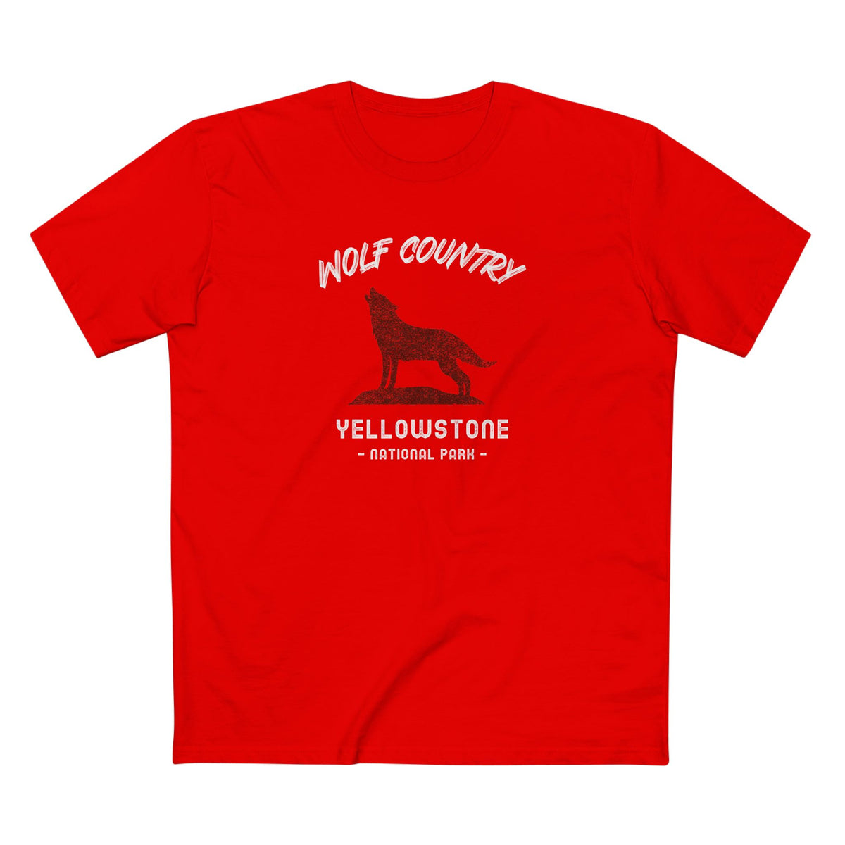 Yellowstone National Park T-Shirt - Wolf Country in Red