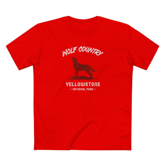 Yellowstone National Park T-Shirt - Wolf Country in Red