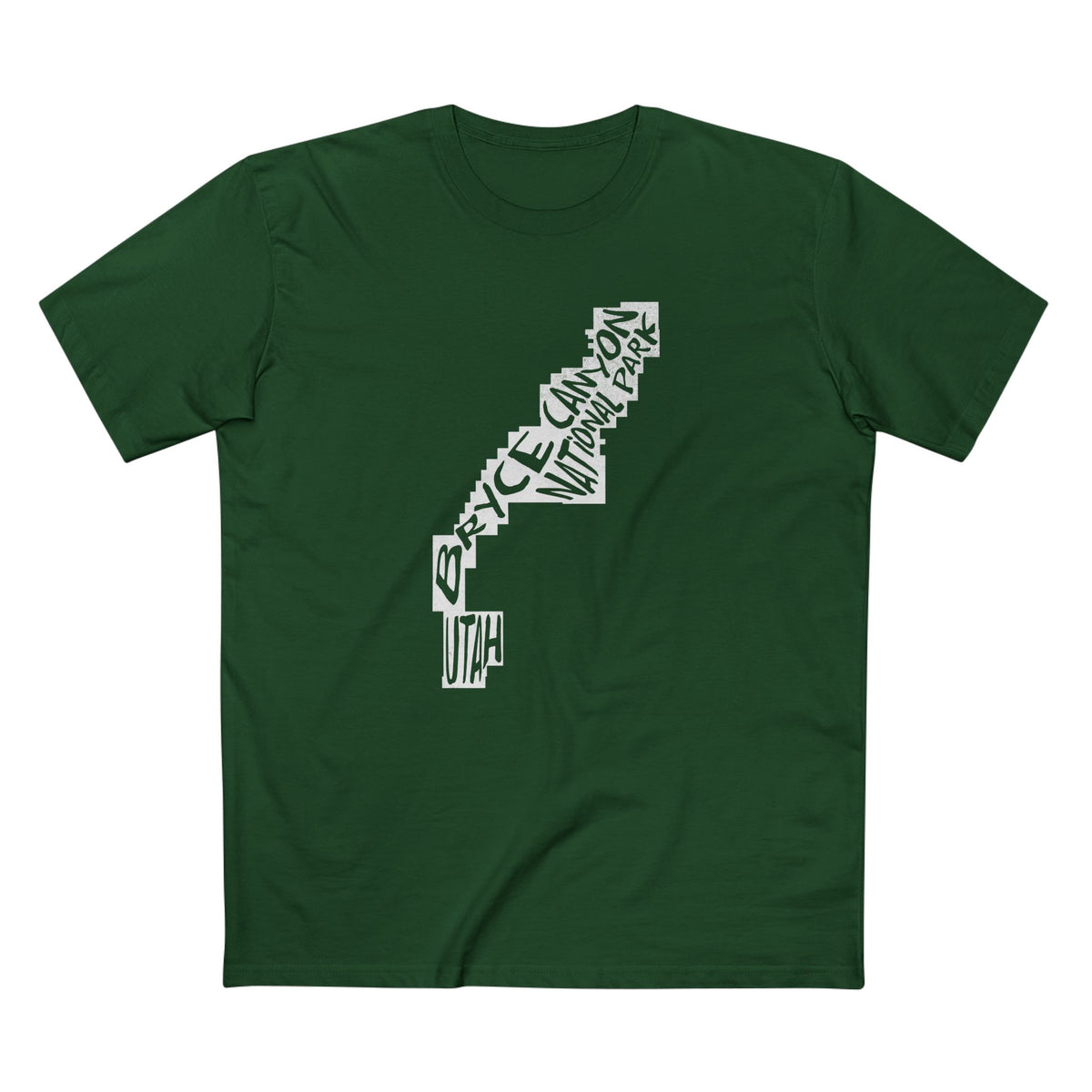 Bryce Canyon National Park T-Shirt - Map in Forest Green