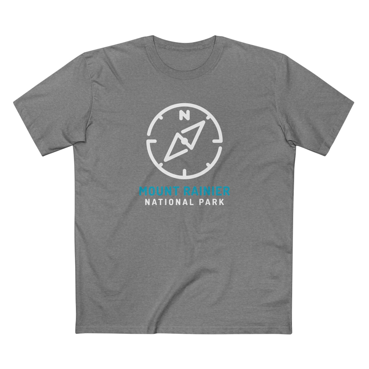 Mount Rainier National Park T-Shirt Compass Design in Athletic Heather