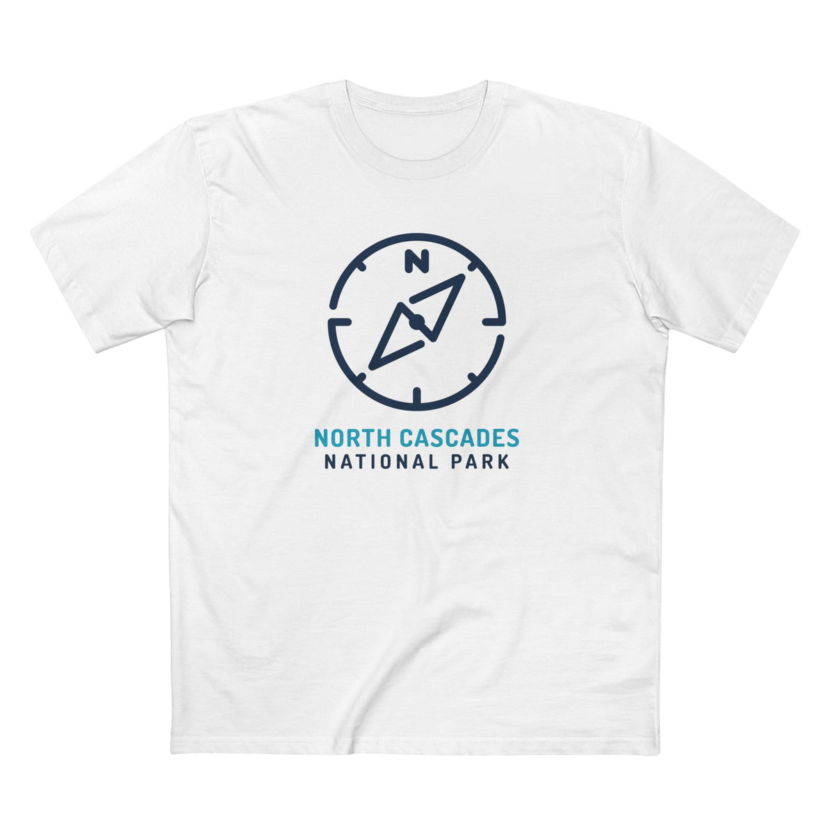 North Cascades National Park T-Shirt Compass Design in White