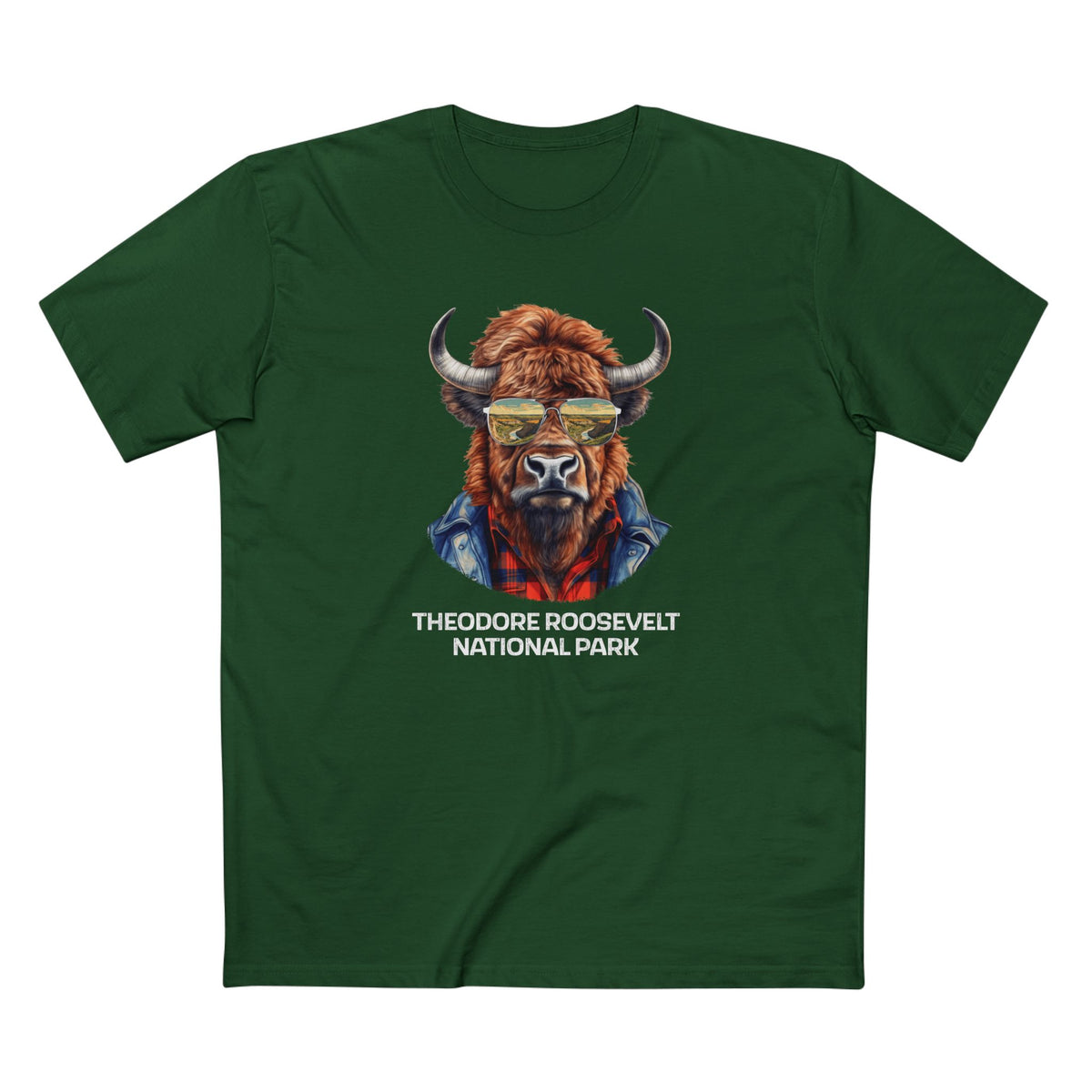 Theodore Roosevelt National Park T-Shirt - Bison in Forest Green