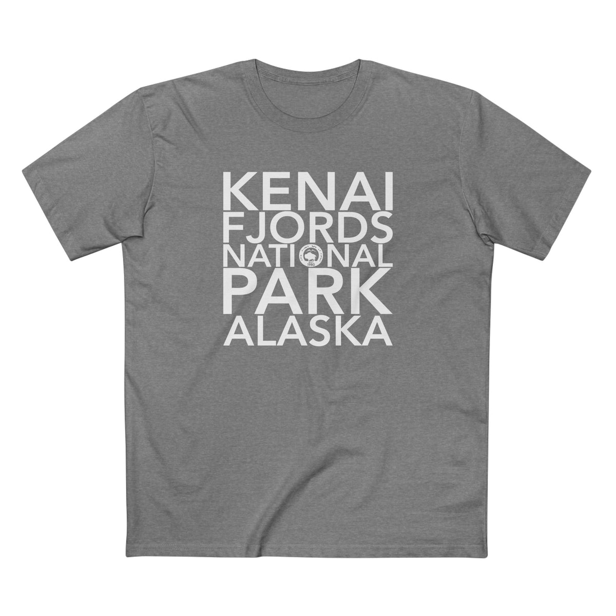 Kenai Fjords National Park T-Shirt Block Text in Athletic Heather
