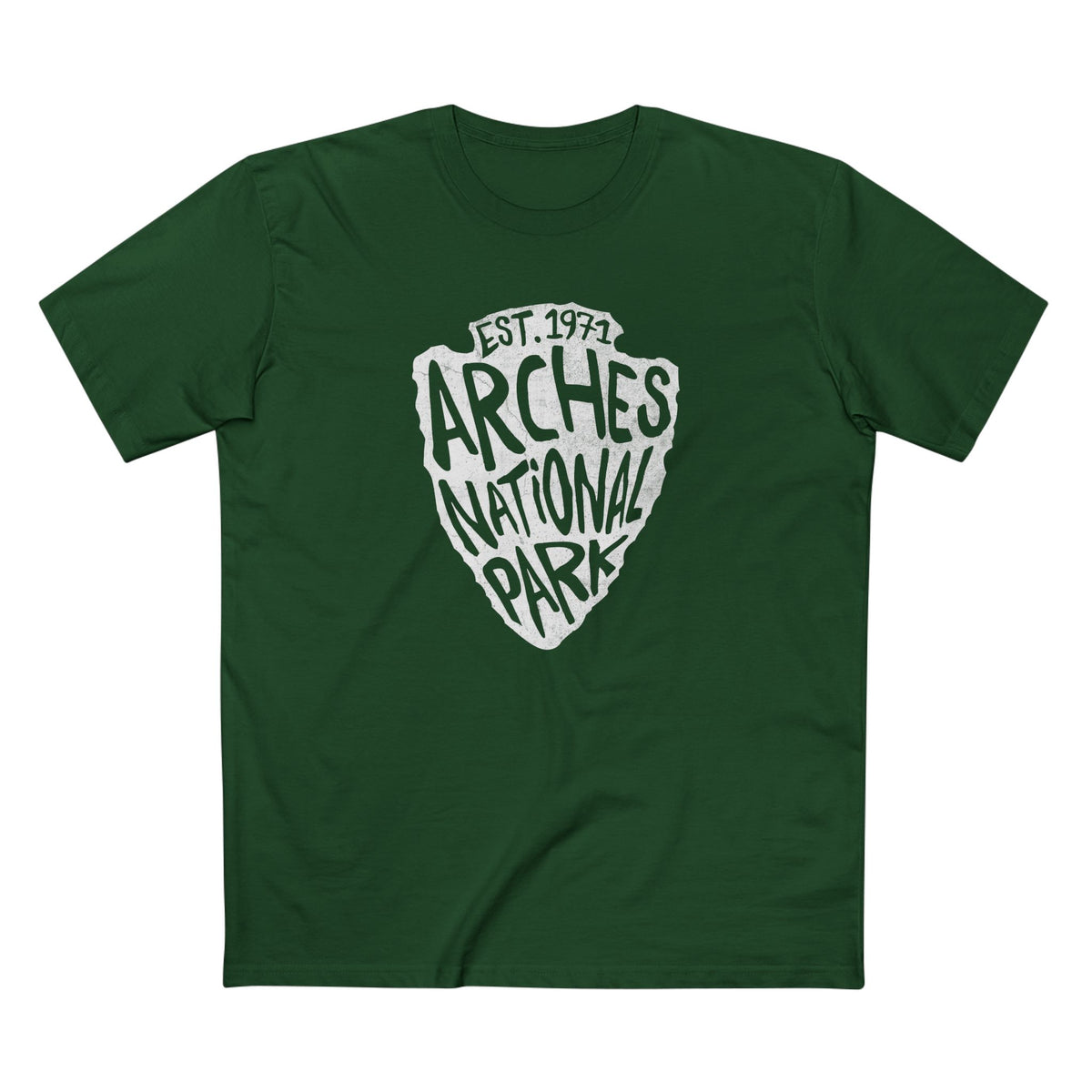 Arches National Park T-Shirt - Arrowhead Design in Forest Green