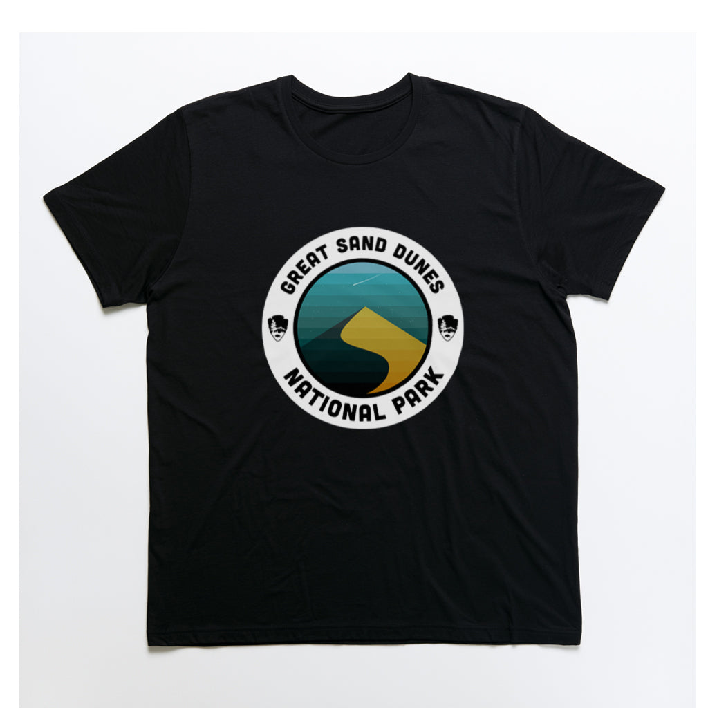 Great Sand Dunes National Park T-Shirt - Round Badge Design in Black