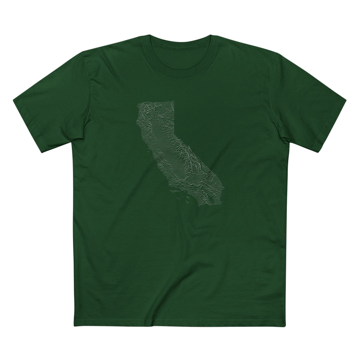 California T-Shirt - Topographical Lines in Forest Green