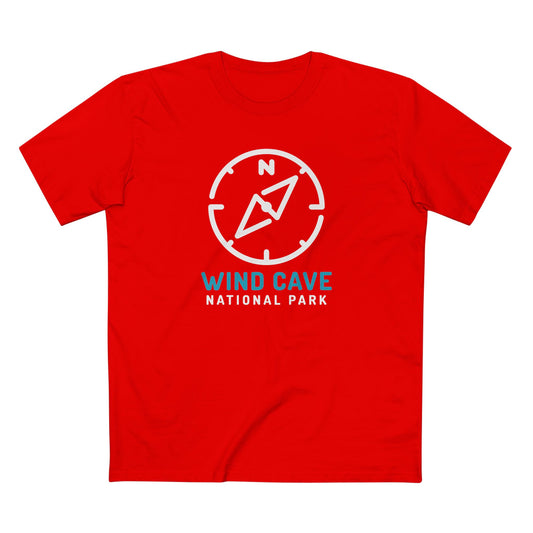 Wind Cave National Park T-Shirt Compass Design in Red