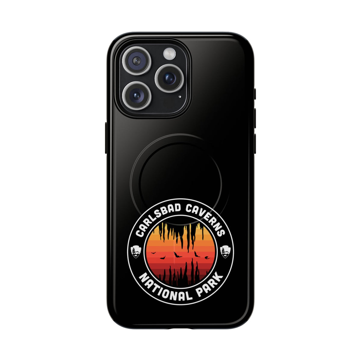 Carlsbad Caverns National Park iPhone Case with MagSafe - Orange Round Emblem Design