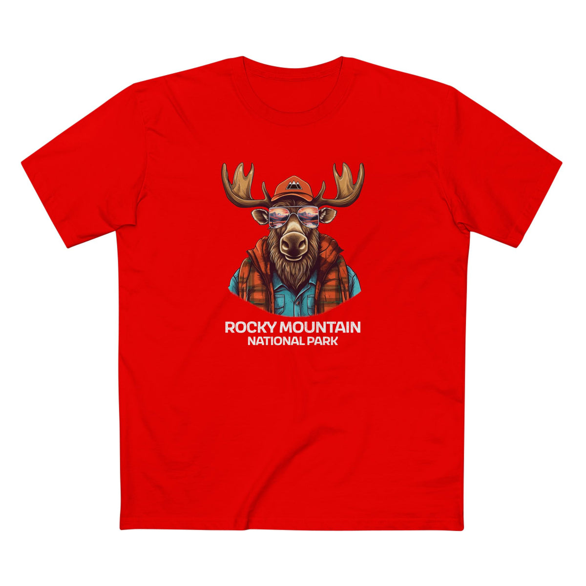Rocky Mountain National Park T-Shirt - Cool Moose in Red