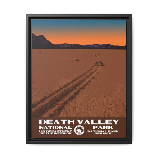 Death Valley National Park Framed Canvas - WPA Poster Racetrack Playa