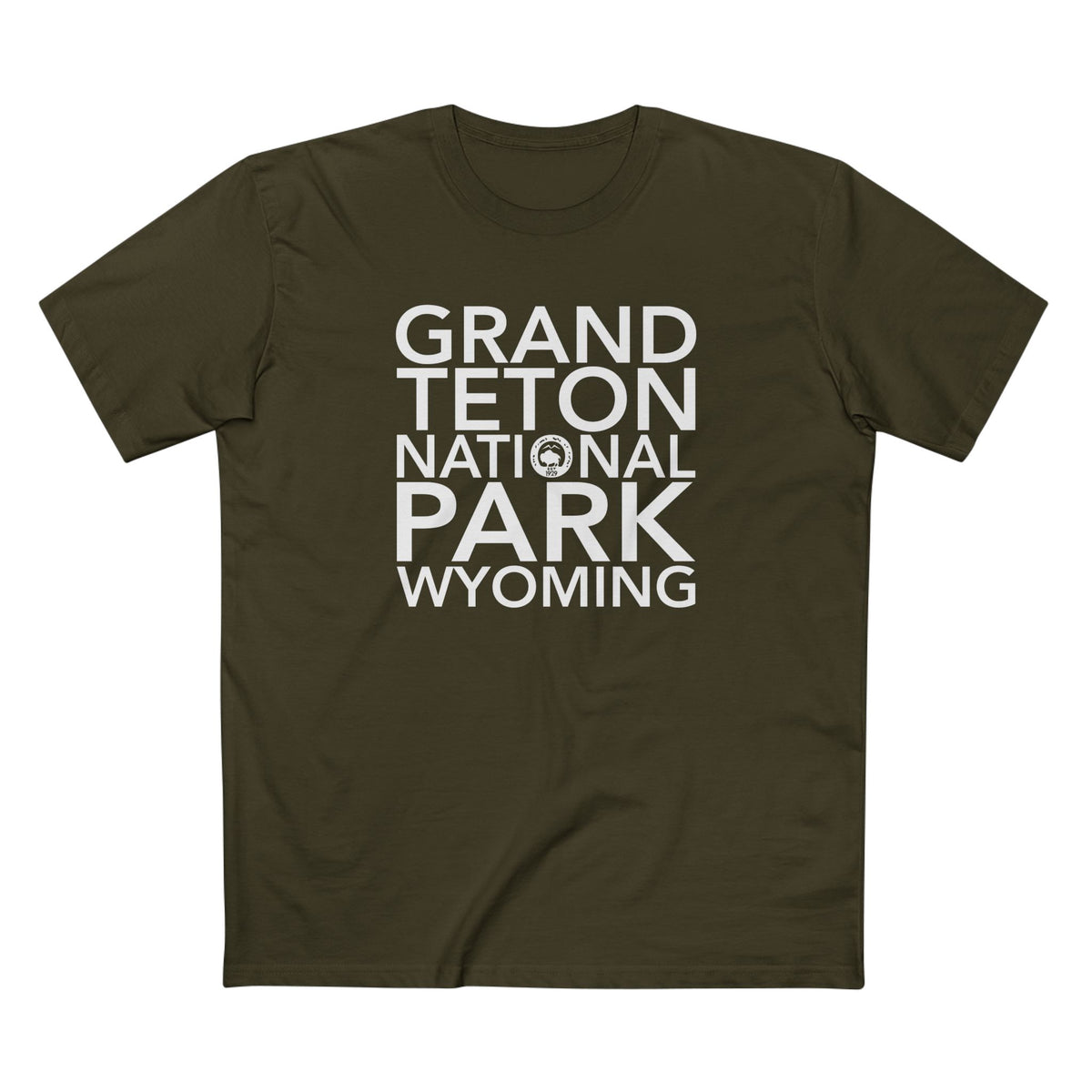 Grand Teton National Park T-Shirt Block Text in Army