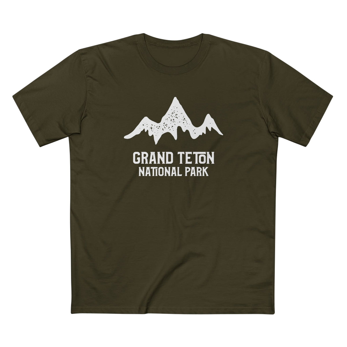 Grand Teton National Park T-Shirt - Mountain Stamp in Army