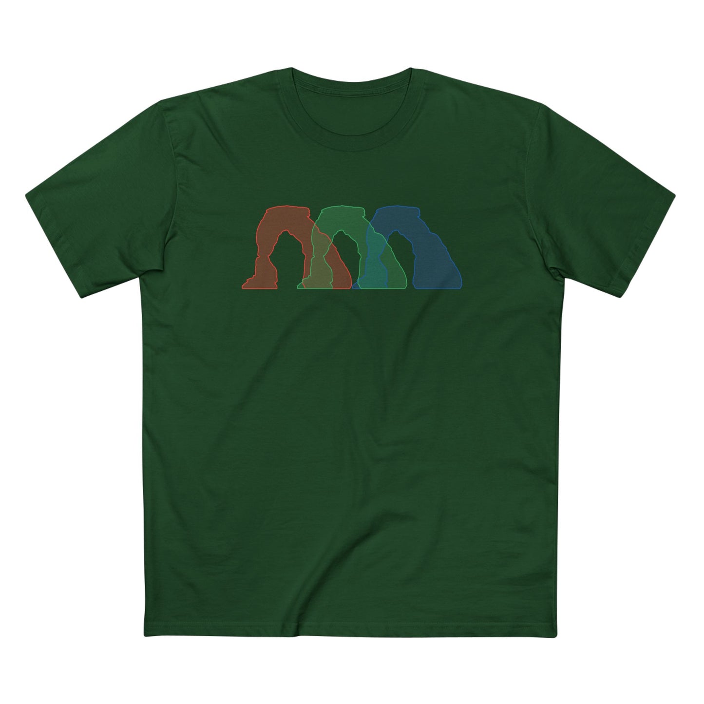 Arches National Park T-Shirt - Histogram Design Delicate Arch in Forest Green