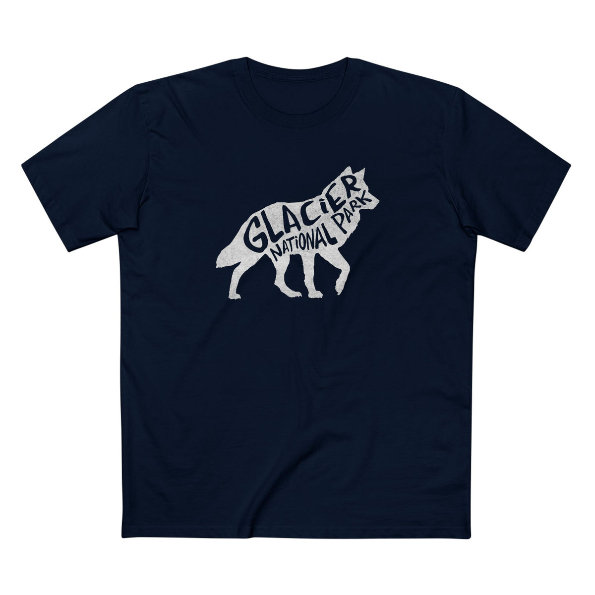 Glacier National Park T-Shirt - Gray Wolf in Navy