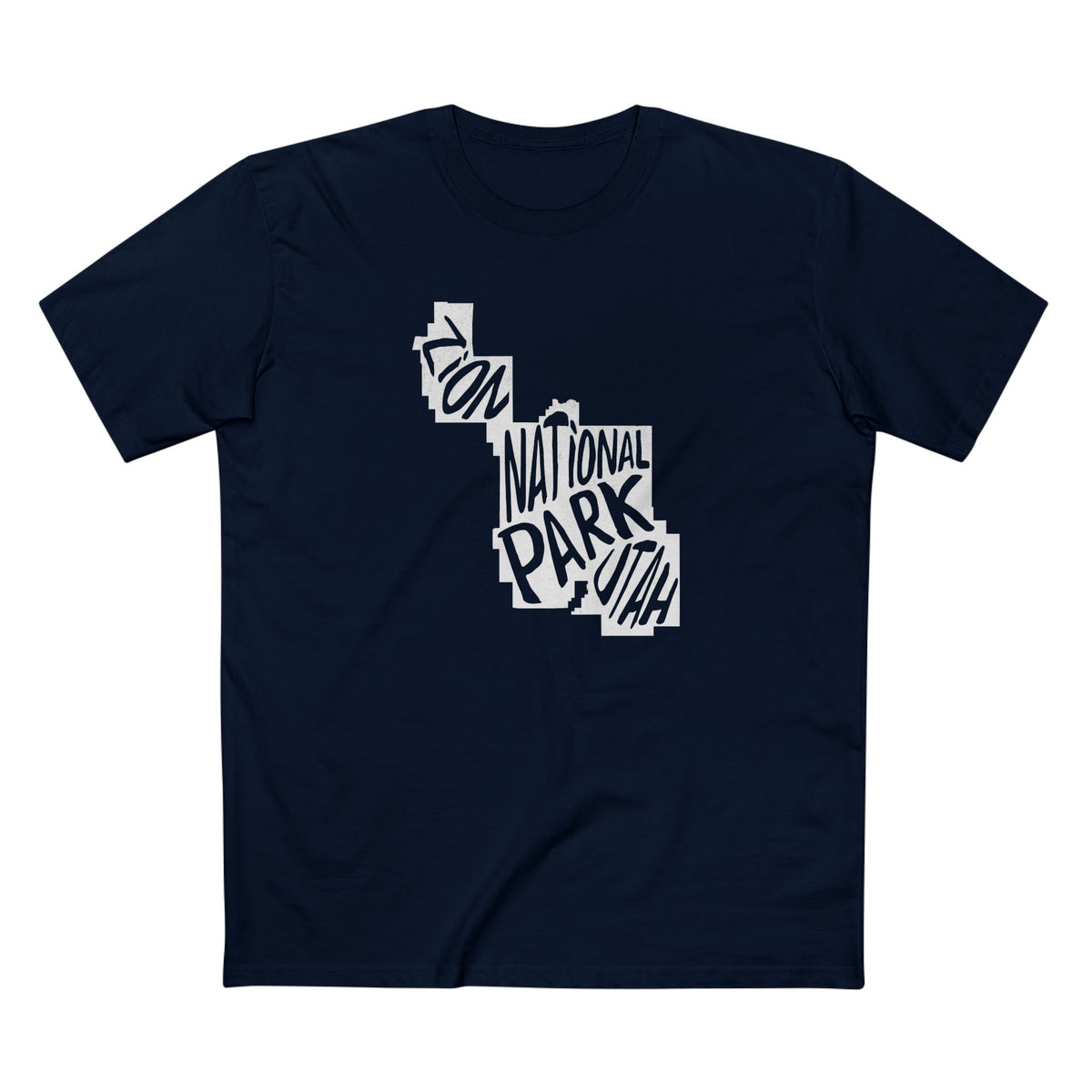 Zion National Park T-Shirt - Map in Navy
