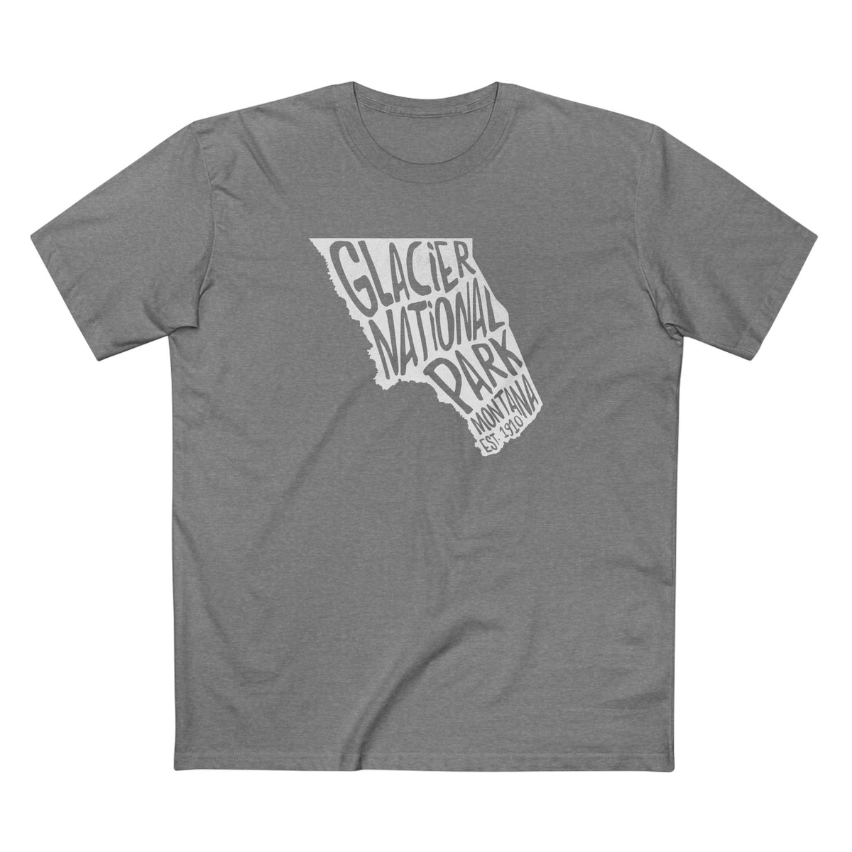 Glacier National Park T-Shirt - Map in Athletic Heather