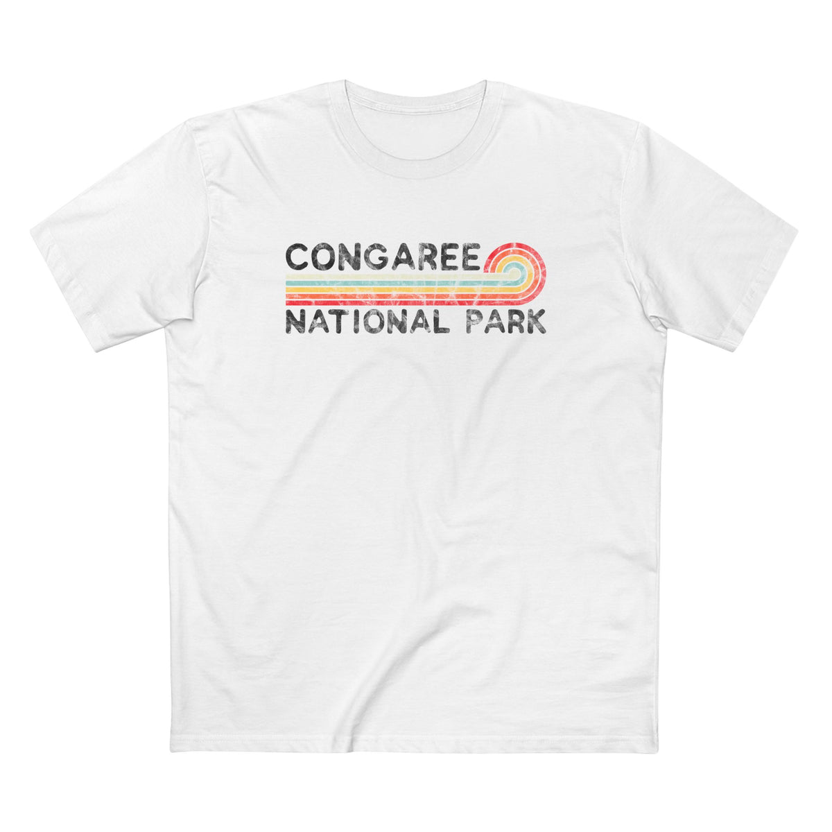 Congaree National Park T-Shirt - Vintage Stretched Sunrise in White