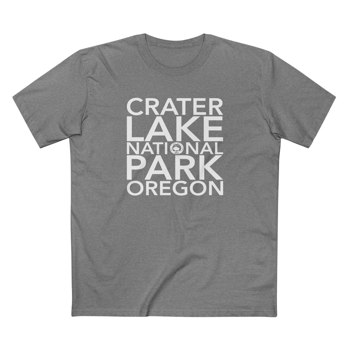Crater Lake National Park T-Shirt Block Text in Athletic Heather