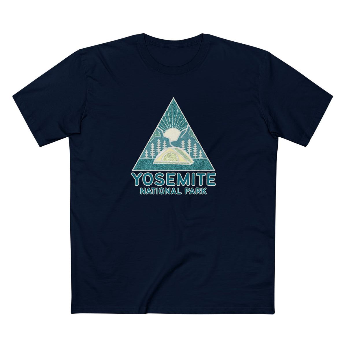 Yosemite National Park T-Shirt Sunrise Triangle Graphic in Navy