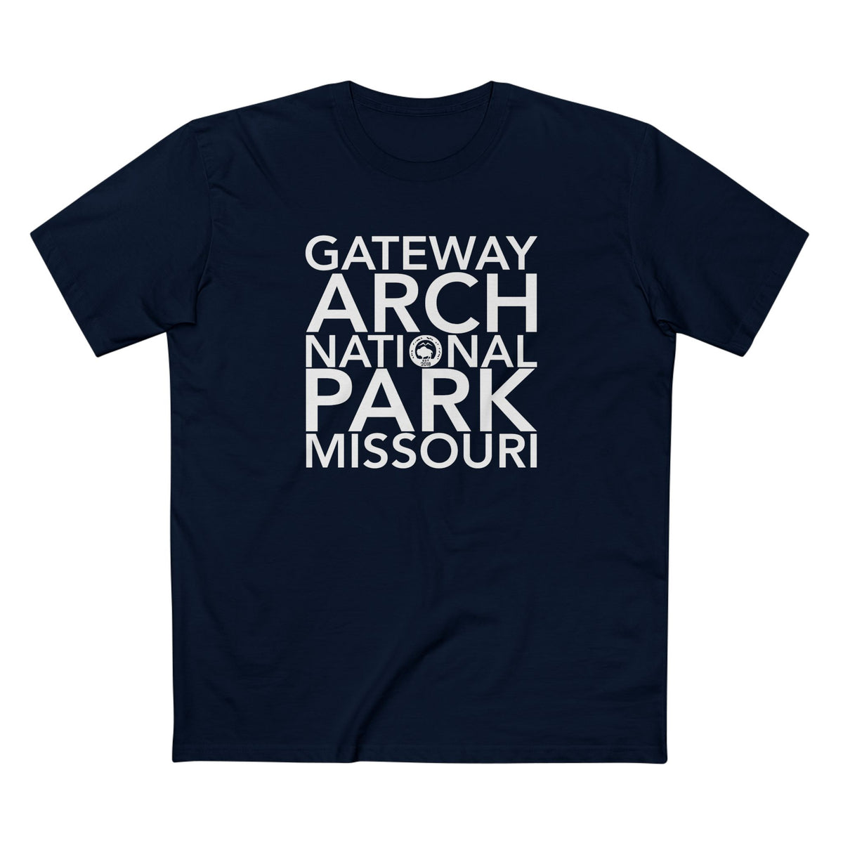 Gateway Arch National Park T-Shirt Block Text in Navy