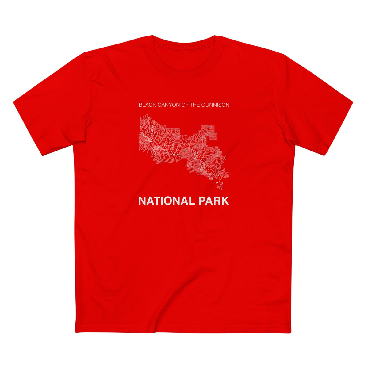 Black Canyon of the Gunnison National Park T-Shirt - Topographical Lines in Red