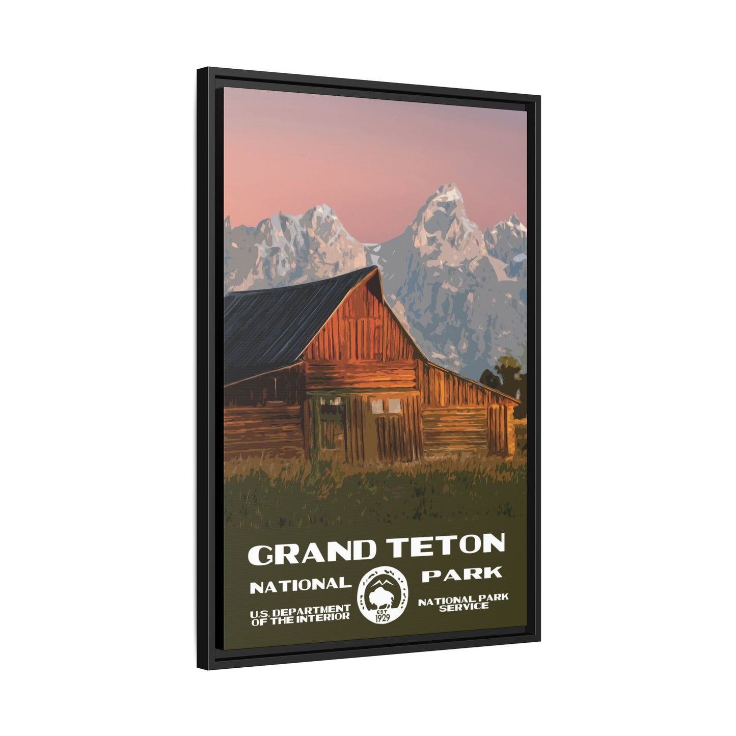 Grand Teton National Park Framed Canvas - WPA Poster Barn