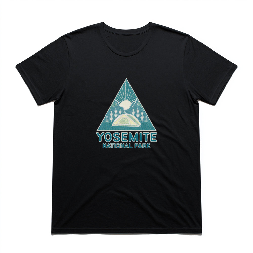 Yosemite National Park T-Shirt Sunrise Triangle Graphic in Black
