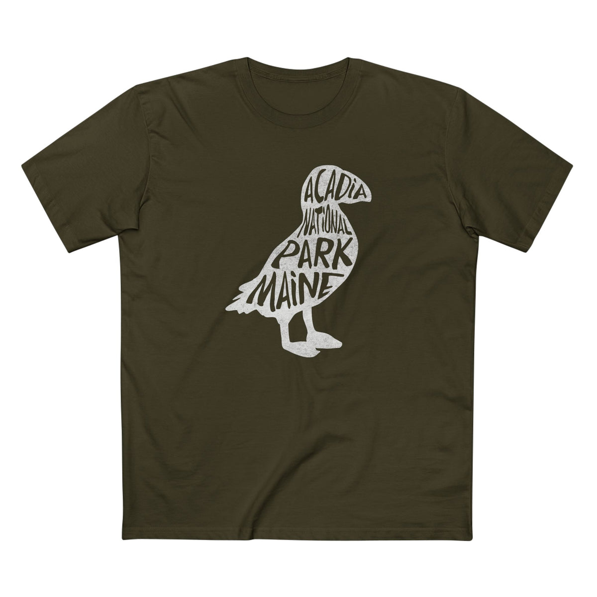 Acadia National Park T-Shirt - Puffin in Army