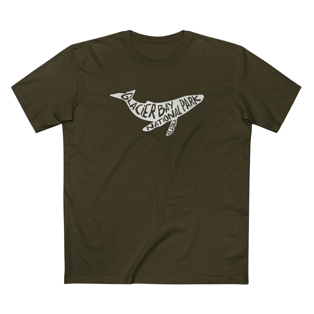 Glacier Bay National Park T-Shirt - Humpback Whale in Army