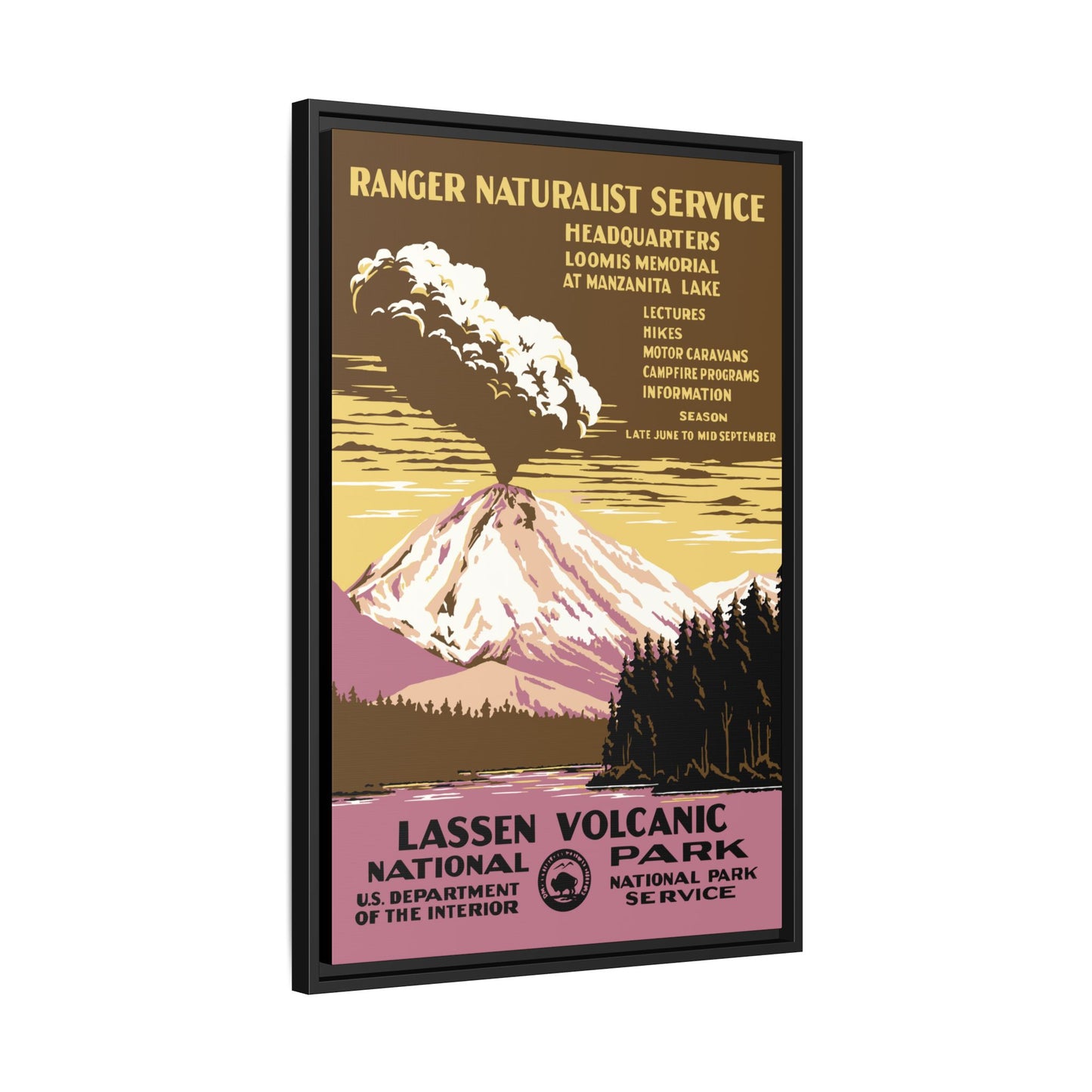 Lassen Volcanic National Park Framed Canvas - WPA Poster