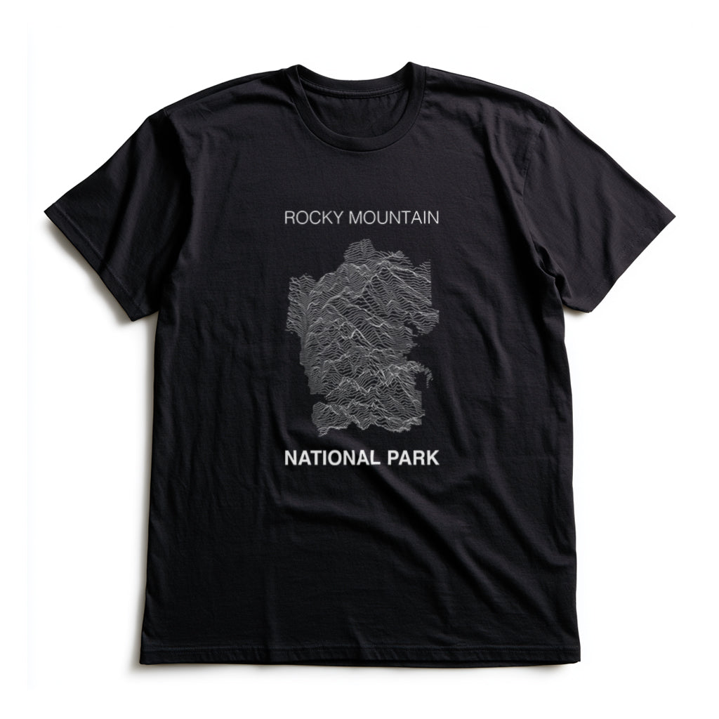 Rocky Mountain National Park T-Shirt Lines in Black