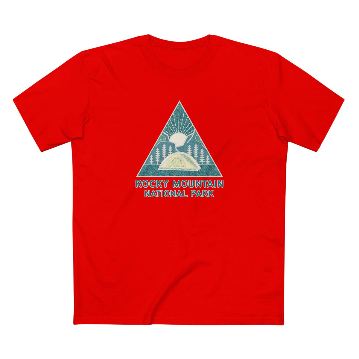 Rocky Mountain National Park T-Shirt Sunrise Triangle Graphic in Red