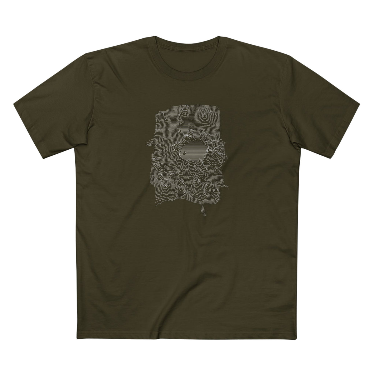 Crater Lake National Park T-Shirt - Topographical Lines in Army