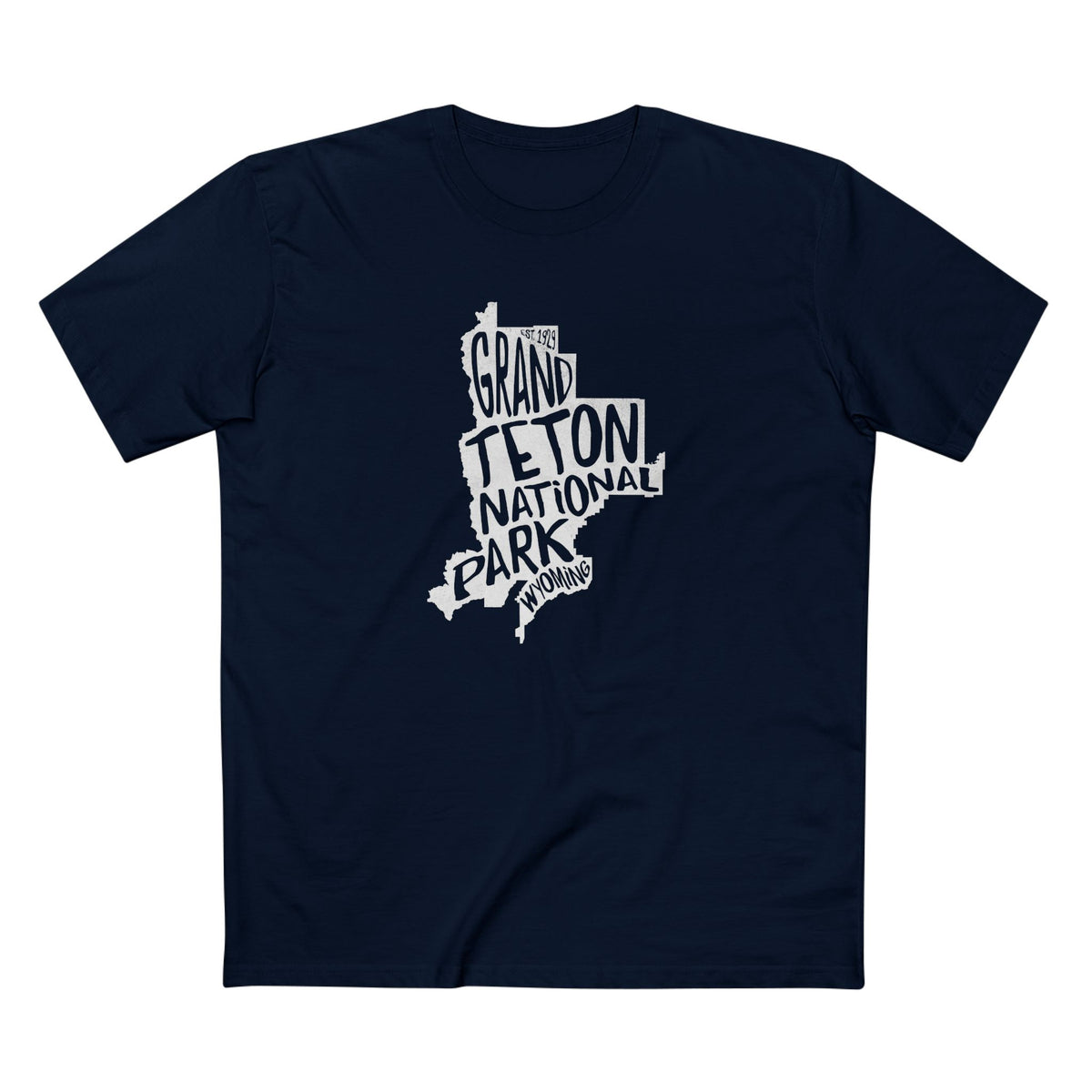 Grand Teton National Park T-Shirt - Map in Navy
