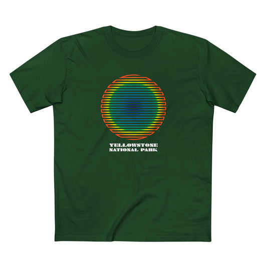 Yellowstone National Park T-Shirt - Grand Prismatic Spring Gradient in Forest Green