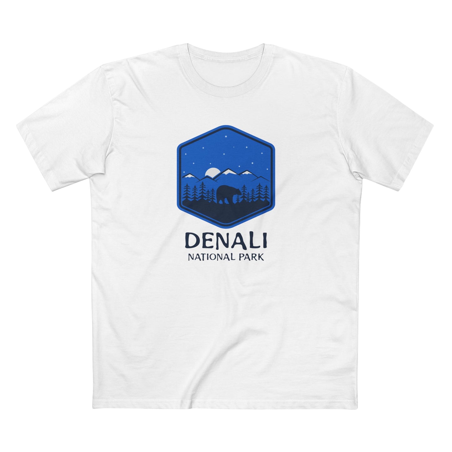 Denali National Park T-Shirt - Bear Graphic in White