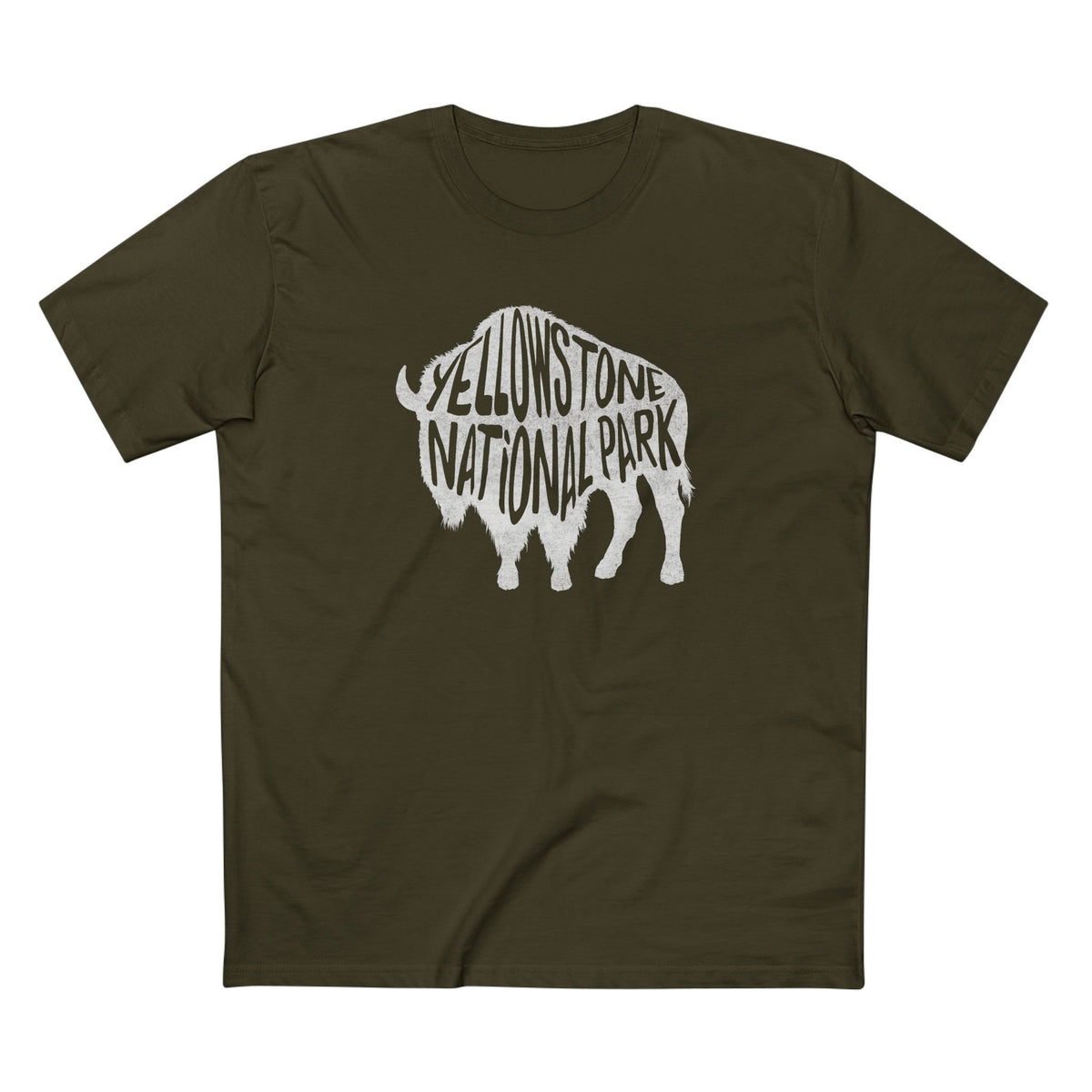 Yellowstone National Park T-Shirt - Bison in Army